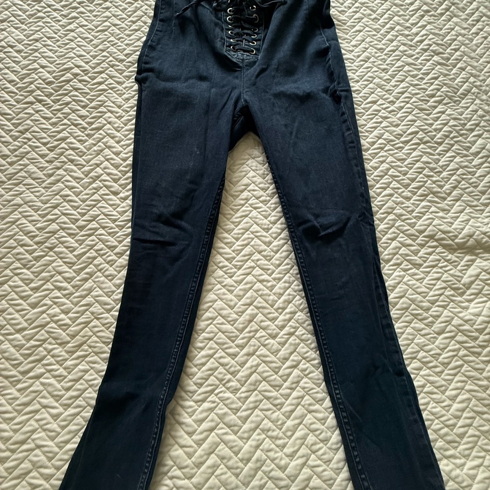 Free People Denim Lace-Up Pants